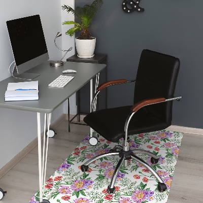 Office chair floor protector Peony bouquet