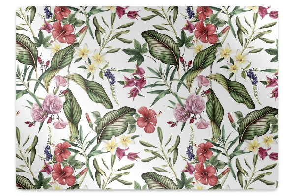 Office chair mat tropical flowers