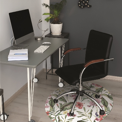 Office chair mat tropical flowers