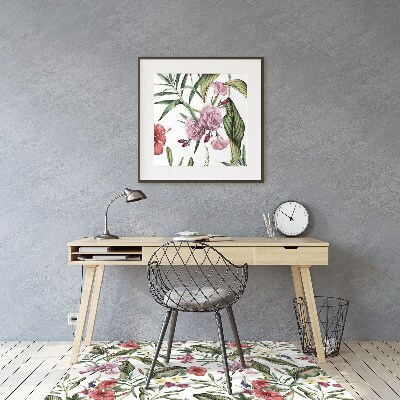 Office chair mat tropical flowers