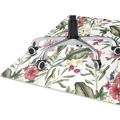 Office chair mat tropical flowers