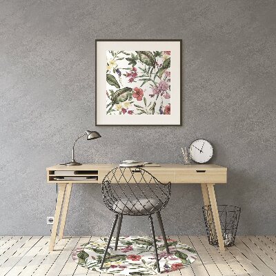 Office chair mat tropical flowers