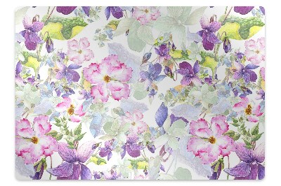 Chair mat floor panels protector purple flowers