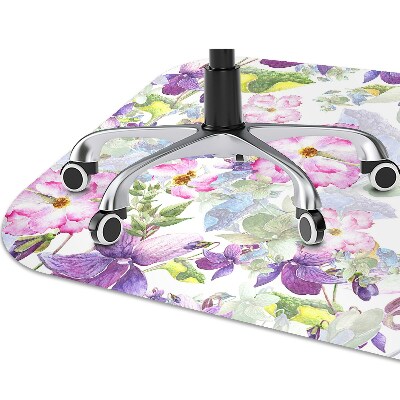 Chair mat floor panels protector purple flowers