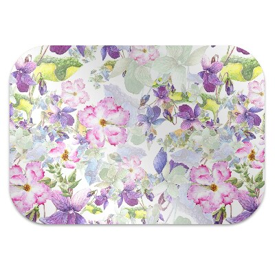 Chair mat floor panels protector purple flowers