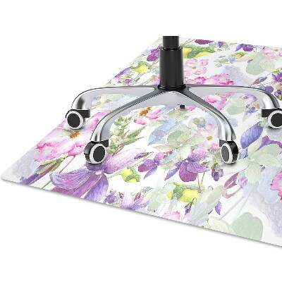 Chair mat floor panels protector purple flowers