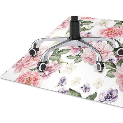 Desk chair mat Art flowers