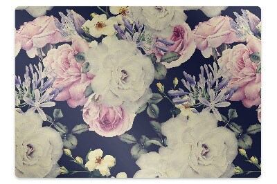 Office chair floor protector Vintage white roses