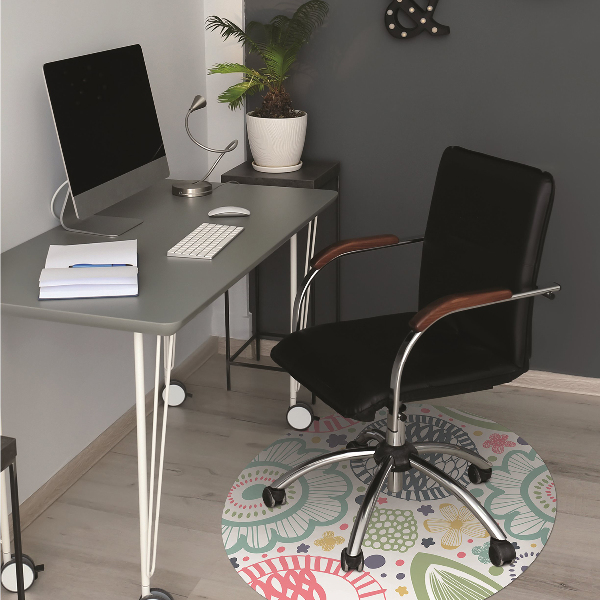 Office chair mat Colorful flowers