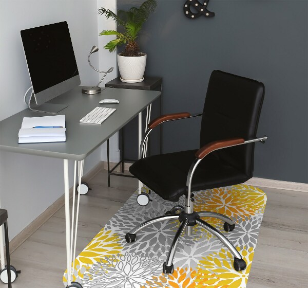 Desk chair mat chrysanthemums