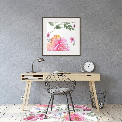 Desk chair mat watercolor Roses