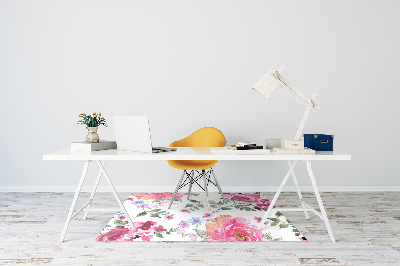 Desk chair mat watercolor Roses