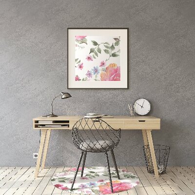 Desk chair mat watercolor Roses