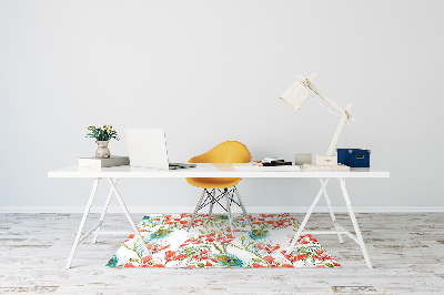 Desk chair mat Peacock feathers