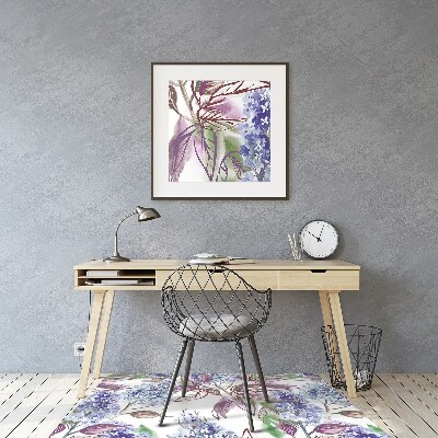 Chair mat floor panels protector purple leaves