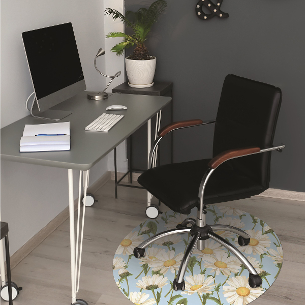 Office chair mat chamomile flowers