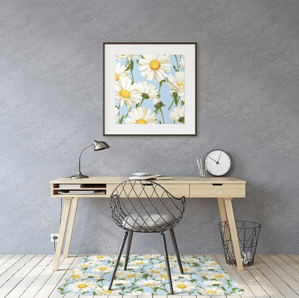 Office chair mat chamomile flowers