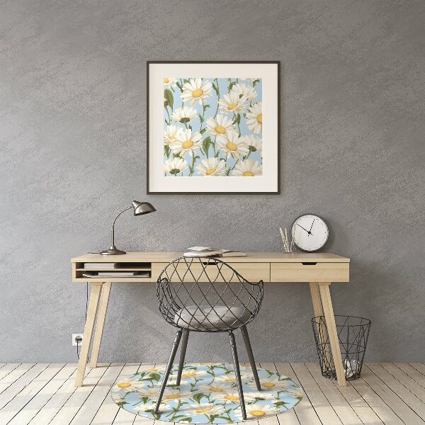Office chair mat chamomile flowers