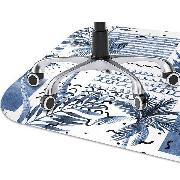 Office chair mat blue palm tree