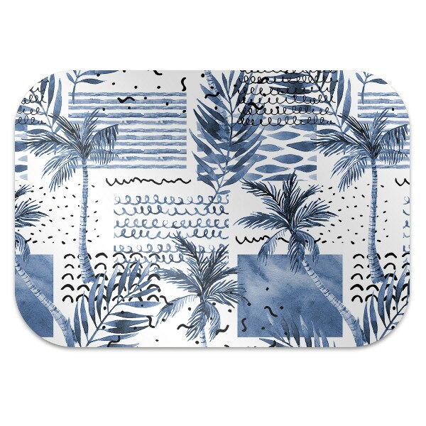 Office chair mat blue palm tree