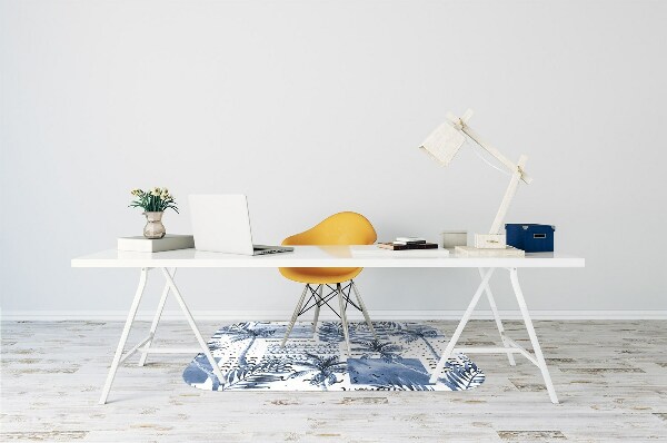 Office chair mat blue palm tree
