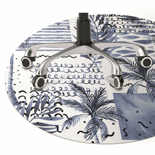 Office chair mat blue palm tree