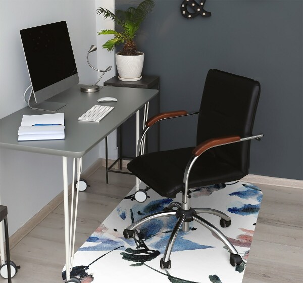 Office chair mat watercolor flowers