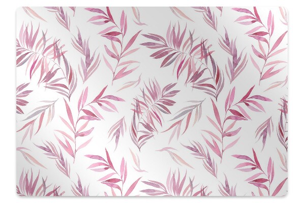 Desk chair mat pink leaves