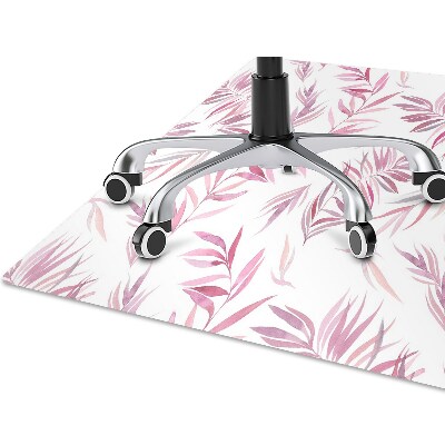 Desk chair mat pink leaves