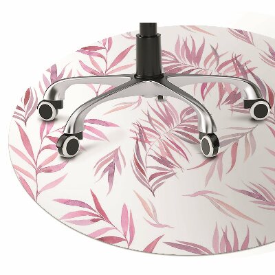 Desk chair mat pink leaves