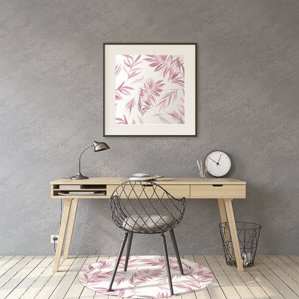 Desk chair mat pink leaves
