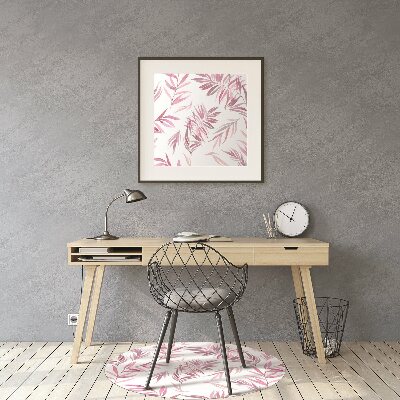 Desk chair mat pink leaves
