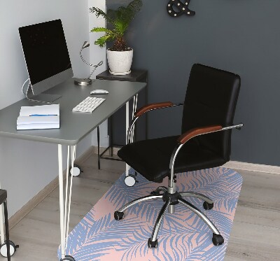 Office chair mat blue leaves
