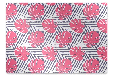 Desk chair mat pink leaves