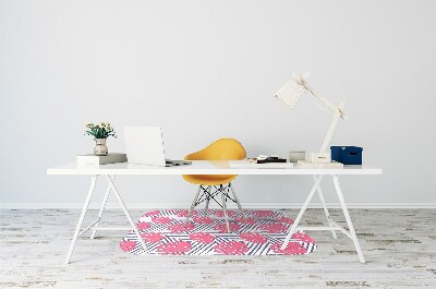 Desk chair mat pink leaves