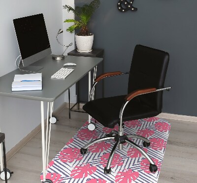 Desk chair mat pink leaves