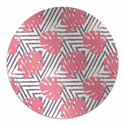 Desk chair mat pink leaves