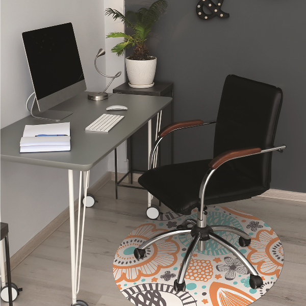 Chair mat floor panels protector pastel flowers