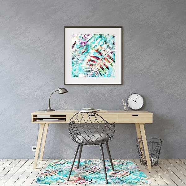 Desk chair mat prints of leaves