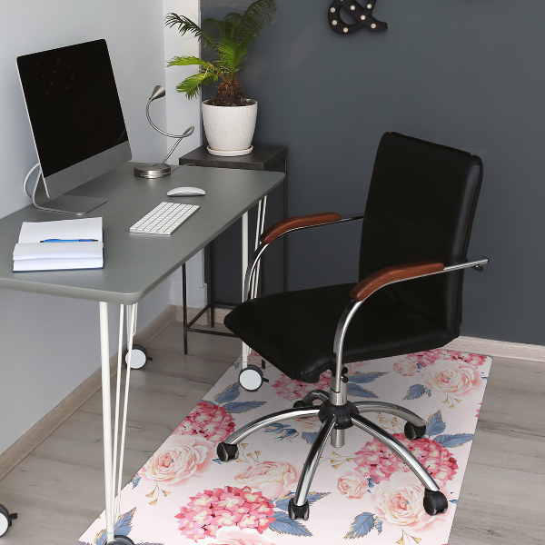 Office chair floor protector hydrangeas