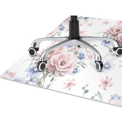 Chair mat floor panels protector delicate bouquet