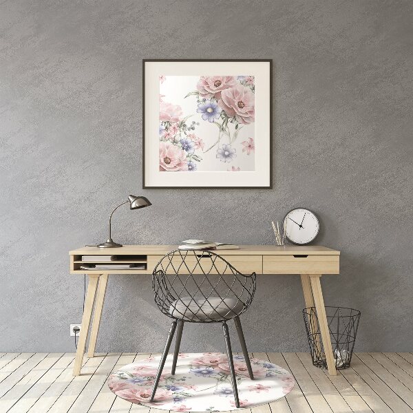 Chair mat floor panels protector delicate bouquet