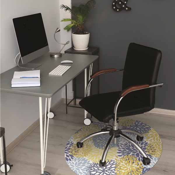 Office chair floor protector chrysanthemum flowers