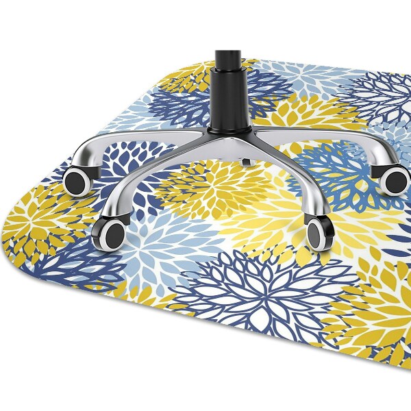 Office chair floor protector chrysanthemum flowers