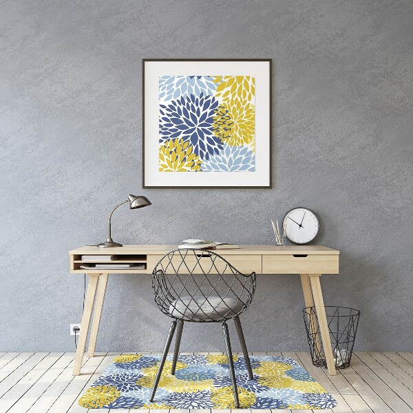 Office chair floor protector chrysanthemum flowers