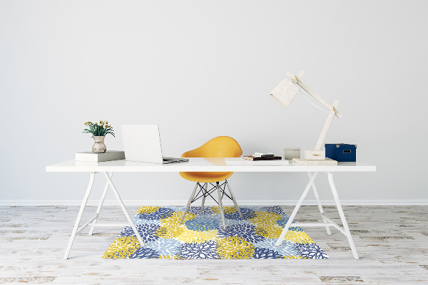 Office chair floor protector chrysanthemum flowers