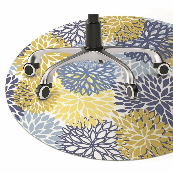 Office chair floor protector chrysanthemum flowers