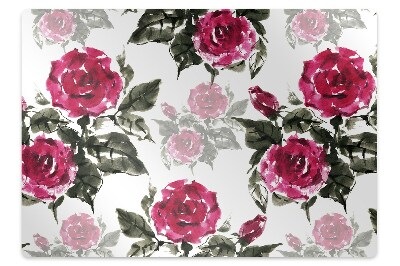 Desk chair mat painted roses