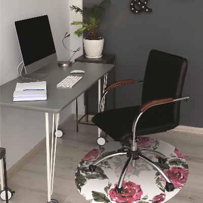 Desk chair mat painted roses