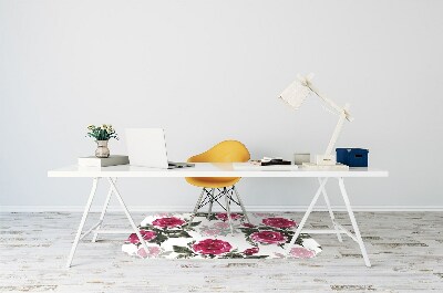 Desk chair mat painted roses